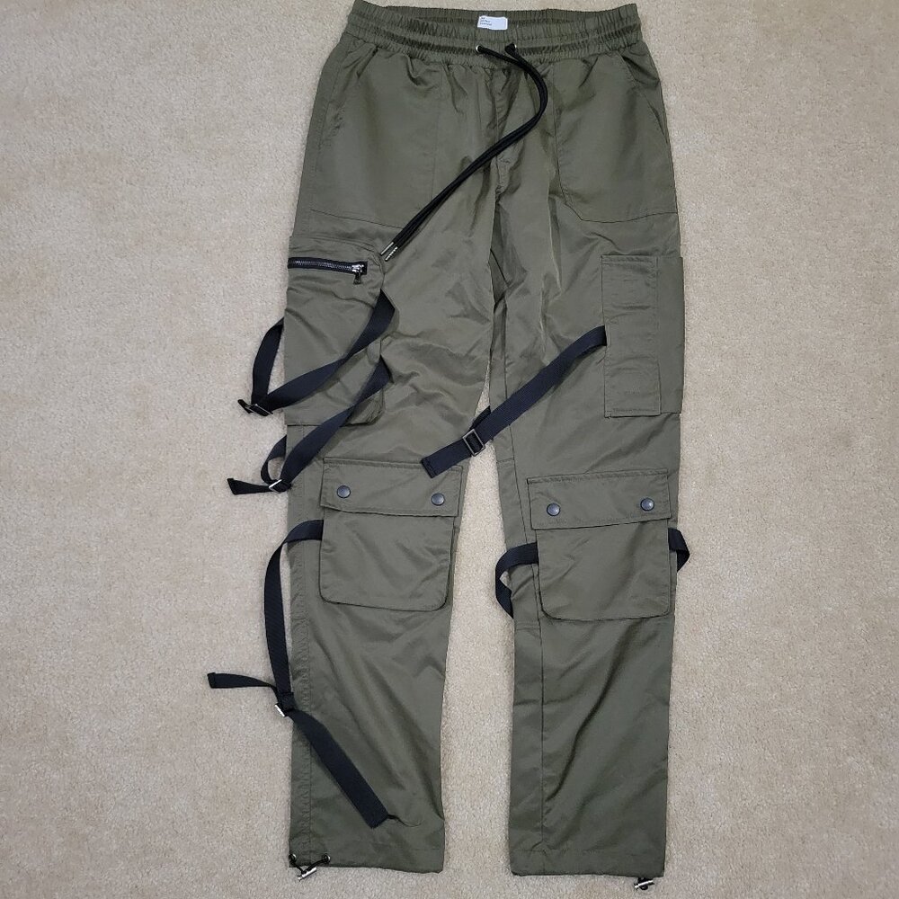 EPTM Men's M-32 Cargo Pants Olive Green Straps/Pockets Streetwear Gruge Skater